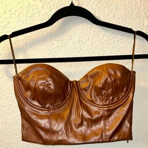 Fashion Nova Best Wishes Faux Leather Top